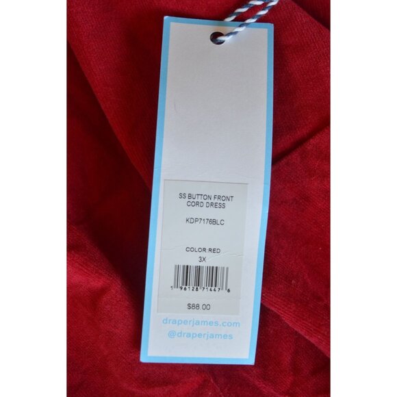 NWT Women's Draper James Short Sleeve Red Corduroy Tiered Tie Dress Size 3X - Picture 5 of 7